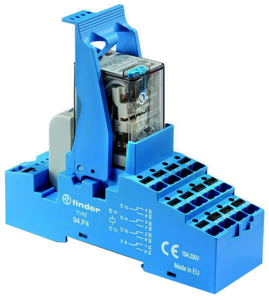 FINDER - Koppelrelais Push-In-Klemmen, 4 Wechsler 7A, Spule 24VDC