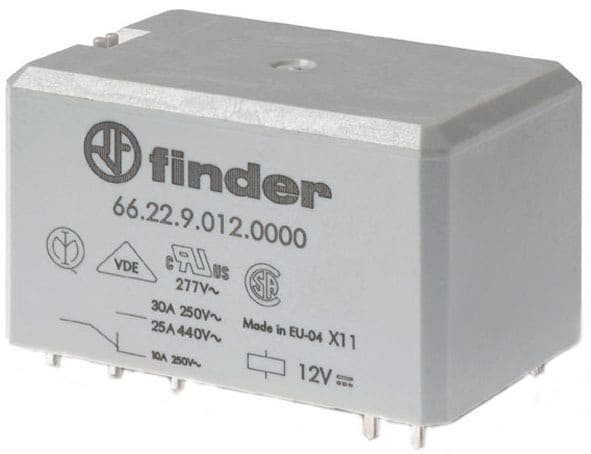 FINDER - Relais mit Printanschlüssen, 2 Schließer 30 A, Spule 230 V AC