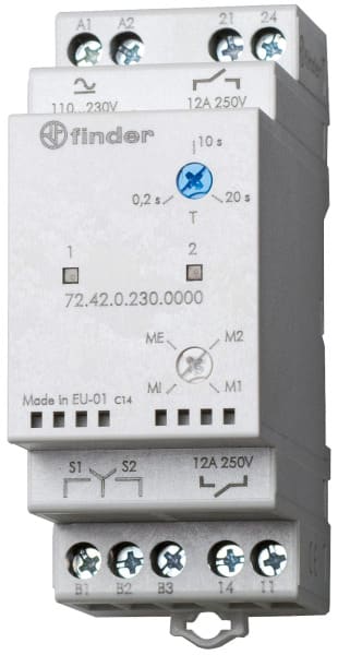 FINDER - Relais zum abwechselnden Schalten von 2 Verbrauchern mit 4 Funktionen, 230 VAC