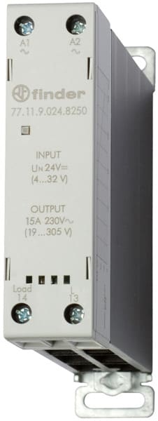 FINDER - Relais 1 SSR-Kontakt 15A/24 -277VAC, Einschaltstrom -400A 10ms, Eingang 24VDC