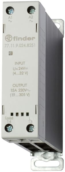 FINDER - Relais 1 SSR-Kontakt 15A/24 -277VAC, Einschaltstrom -400A 10ms, Eingang 24VDC