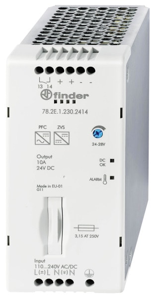 FINDER - DIN-Schienen Schaltnetzteil, Eingang 110-240VAC/DC, Ausgang 240W 24VDC