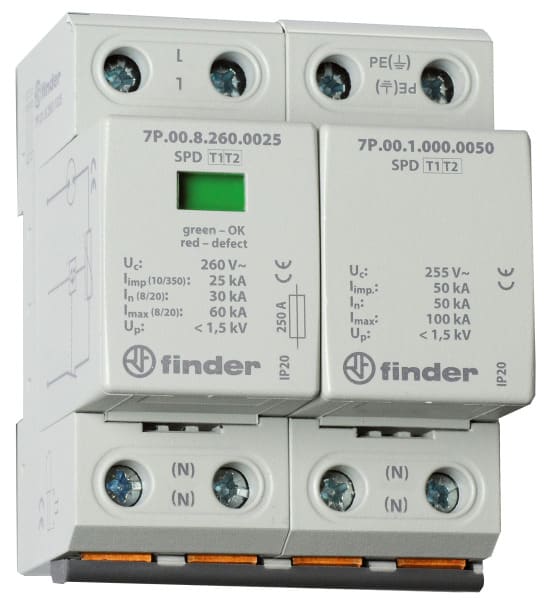 FINDER - SPD Typ 1+2, Kombiableiter, 1-phasig