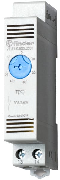 FINDER - Thermostat für Schaltschrank, REG 17,5mm, 1 S 10A, von -20 bis +40° C