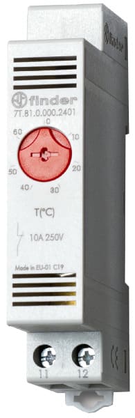 FINDER - Thermostat für Schaltschrank, REG 17,5mm, 1 Öffner 10A, von -20 bis + 40° C