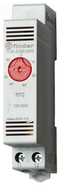FINDER - Thermostat für Schaltschrank, REG 17,5mm, 1 Öffner 10A, von 0 bis + 60° C