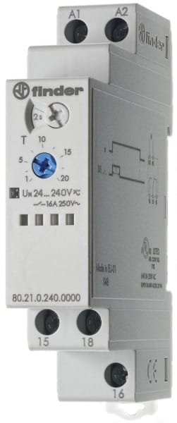 FINDER - Zeitrelais, Einschaltwischer, 1 W 16A, für 24 bis 240VAC/DC