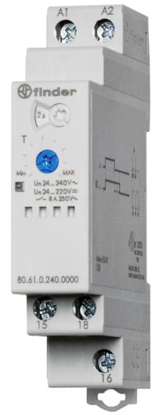 FINDER - Zeitrelais, Rückfallverzög ohne Hilfsspannung bis 180 s, 1 W 8A, 24-240VAC/DC