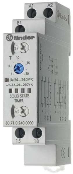 FINDER - Zeitrelais, Multifunktion, Halbleiterausgang 1A, für 24 bis 240VAC/DC