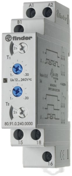 FINDER - Zeitrelais, Taktgeber asymmetrisch, impulsbeginnend, 1 W 16A, 12-240VAC/DC