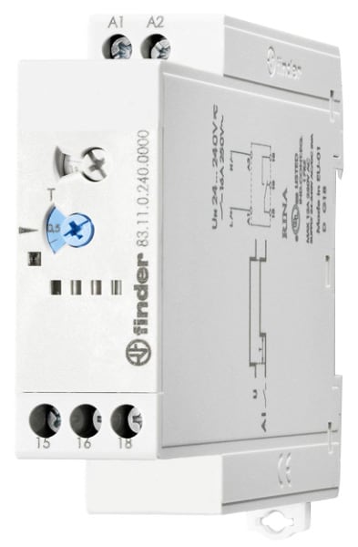 FINDER - Zeitrelais, Einschaltverzögerung, 1 W 16A, für 24 bis 240VAC/DC