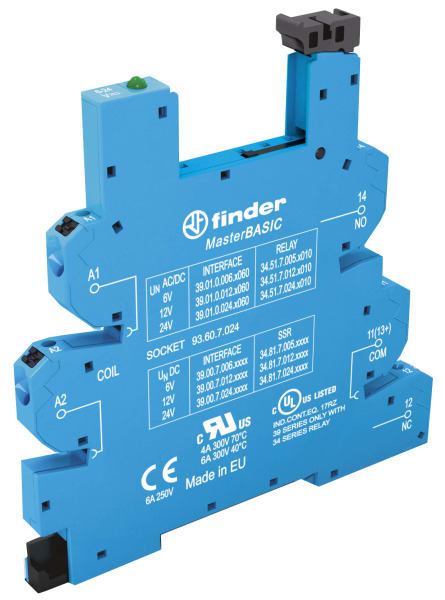 FINDER - Fassung Push-In-Klemmen, für Relais 34.51 oder 34.81, 110-125VAC/DC