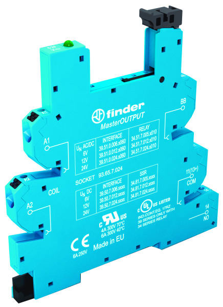 FINDER - Fassung Push-In-Klemmen, für Relais 34.51 oder 34.81, für 6/12/24VDC