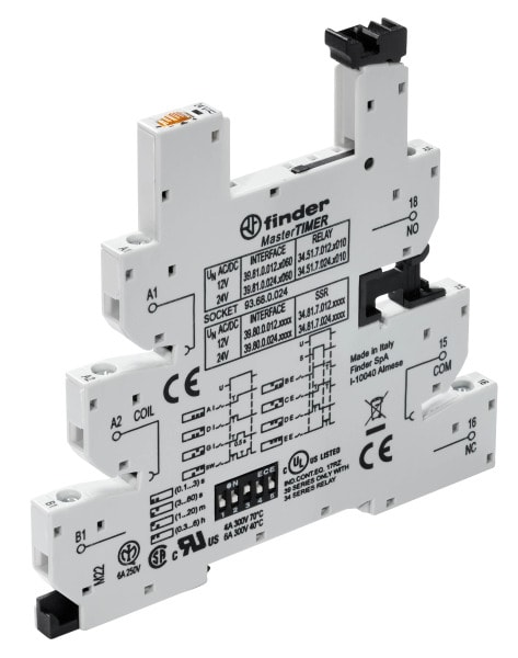 FINDER - Fassung Schraub, MF-Zeitfunktion, für Relais 34.51 oder 34.81, 12 bis 24VAC/DC
