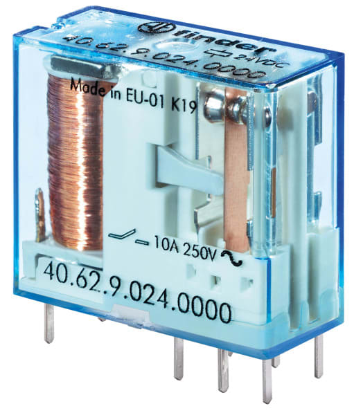 FINDER - Steck-/Printrelais, 2 W für 10A, Spule 24VDC, sensitiv