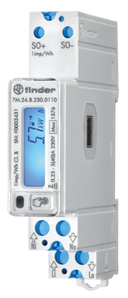 FINDER - Energiezähler 1Ph. 40A, S0, IR, NFC, MID