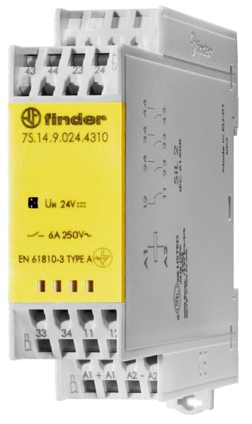FINDER - Relaismodul zwangsgeführte Kontakte, 3S+1Ö für 6A, Anschlussspannung 24VDC