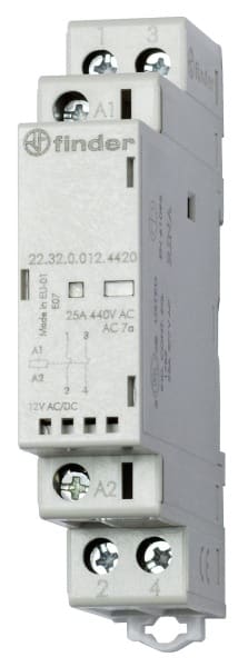 FINDER - Installationsschütz, 2 Öffner für 25A/250 VAC, LED mech. Anzeige