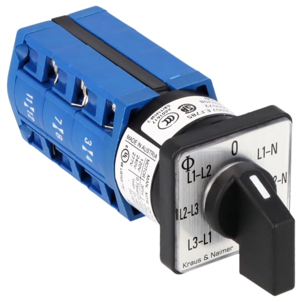 KRAUS&NAIMER - Voltmeter-Umschalter,3 verkett.Spg./3Ph.gg.0,2Lochbef.