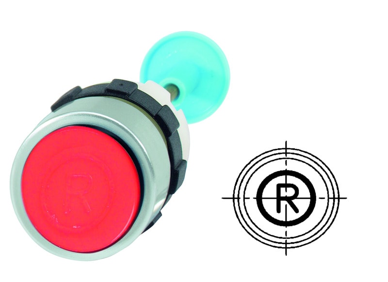 BENEDIKT&JAEGER - Gehaeusetaste rot O/R Rückstelltaste Aus-Funkt. L38,5-60mm