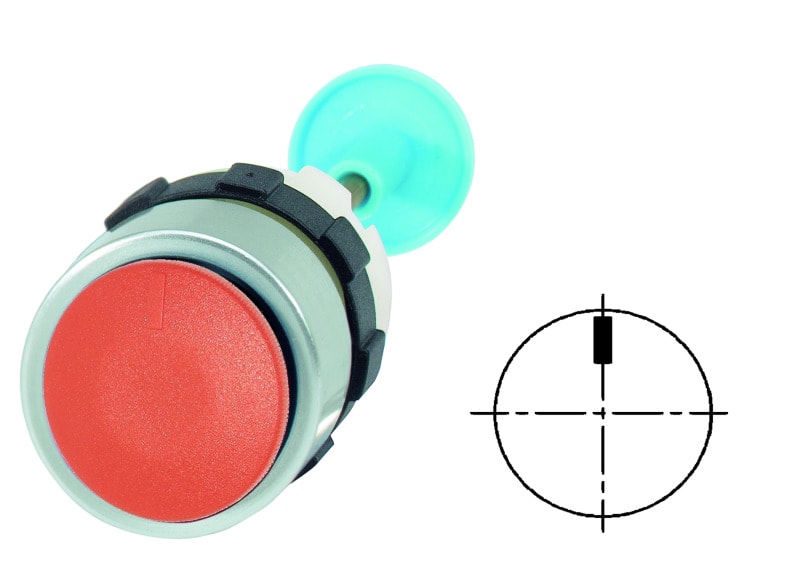 BENEDIKT&JAEGER - Gehaeusetaste rot m. Pilzknopf Aust. verriegelb. L38,5-60mm