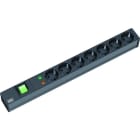 BACHMANN - 19'' 1HE 7xCEE7/3 sw 1xSchalter 1xSPD Strom 2,0m CEE7/7