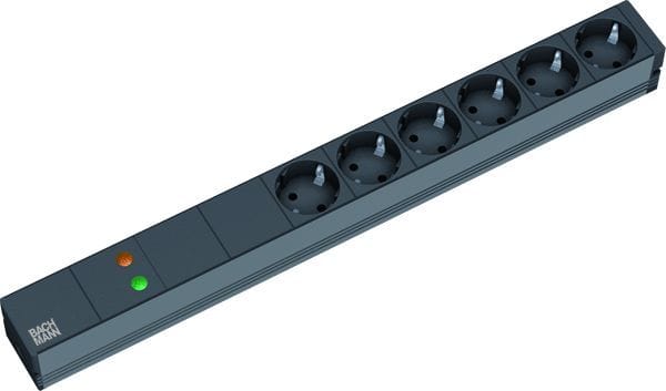 BACHMANN - 19'' 1HE 6xCEE7/3 sw 1xGVS Strom 2,0m CEE7/7