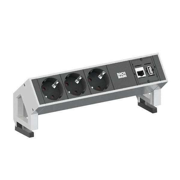 BACHMANN - DESK2 3xCEE7/3 1xCAT6 1xUSB 0,2m RAL9010