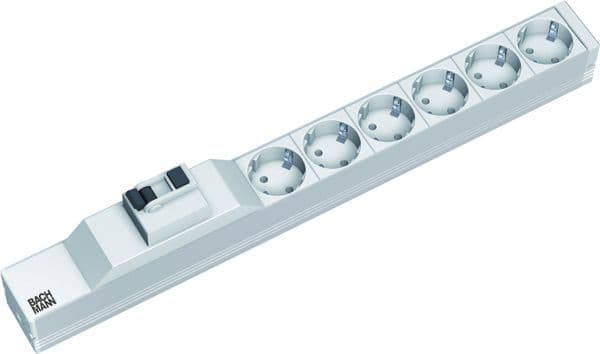 BACHMANN - 19'' 1HE 6xCEE7/3 1xFI Strom 2,0m CEE7/7