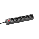 BACHMANN - SELLY Schuko 6xCEE7/3 schwarz 1xSchalter Strom 1,5m CEE7/7