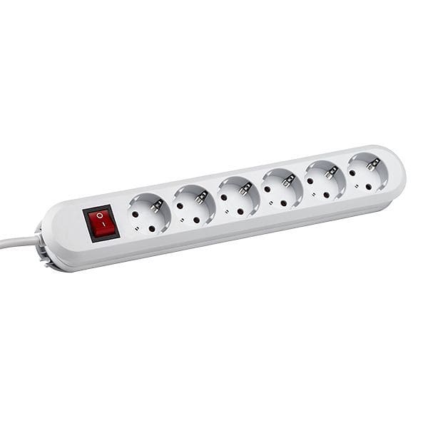 BACHMANN - SMART Schuko 6xCEE7/3 weiß 1xSchalter Strom 3,0m CEE7/7