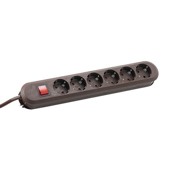 BACHMANN - SMART Schuko 6xCEE7/3 braun 1xSchalter Strom 1,5m CEE7/7