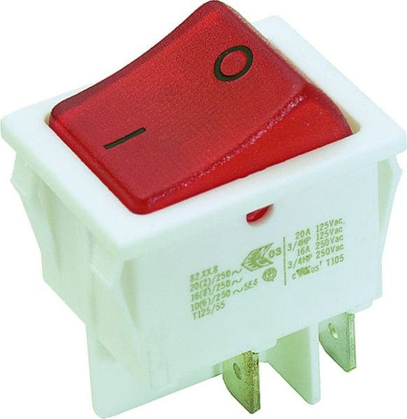 BACHMANN - Wippenschalter Serie 3652, Ausschalter, bel., 2polig, w/rot
