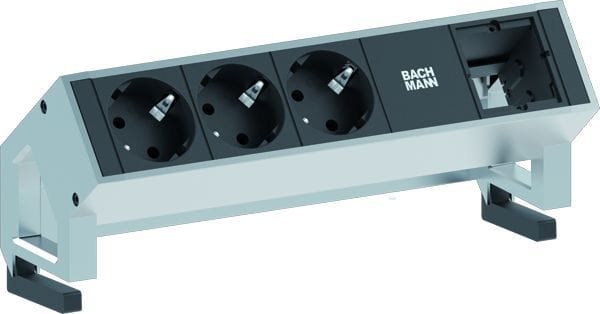 BACHMANN - DESK2 3xCEE7/3 1xCM Strom 0,2m GST18 Inox lackiert