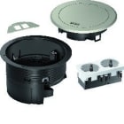HAGER - Installationsdose R02, 2x SCHUKO, Keystone Typ 01 2-f, Metall Klappdeckel silber