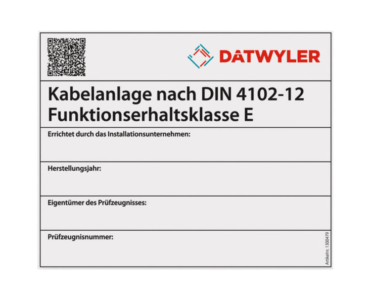DÄTWYLER - Kennzeichnungsschild für Kabelanlage (VE=10Stk)