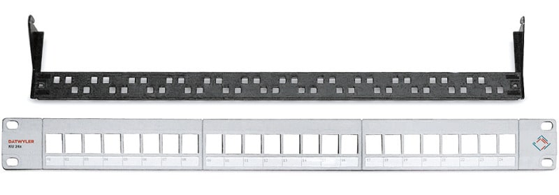 DÄTWYLER - Patchpanel 24Port 1HE leer für KU-T UTP-Module Keystone RAL7035 lichtgrau