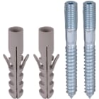 DEHN - Befestigungsset m. 2 Stockschrauben M 10x20mm NIRO u. 2 K-Dübel D 12mm