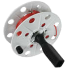 DEHN - Drahthaspel K-grau B 40mm m. Buchse u. 25m Litze 0,75mm² rot m. Bananenstecker