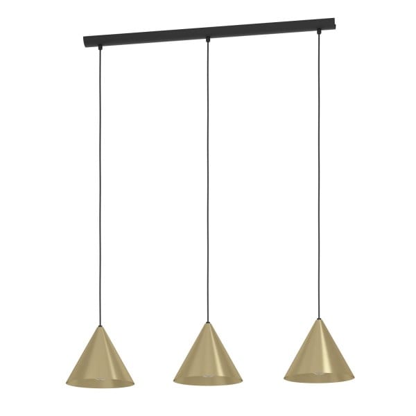 EGLO - HÄNGELEUCHTE E27 40W 3 FLAMMIG SCHWARZ MESSING GOLD 'NARICES'