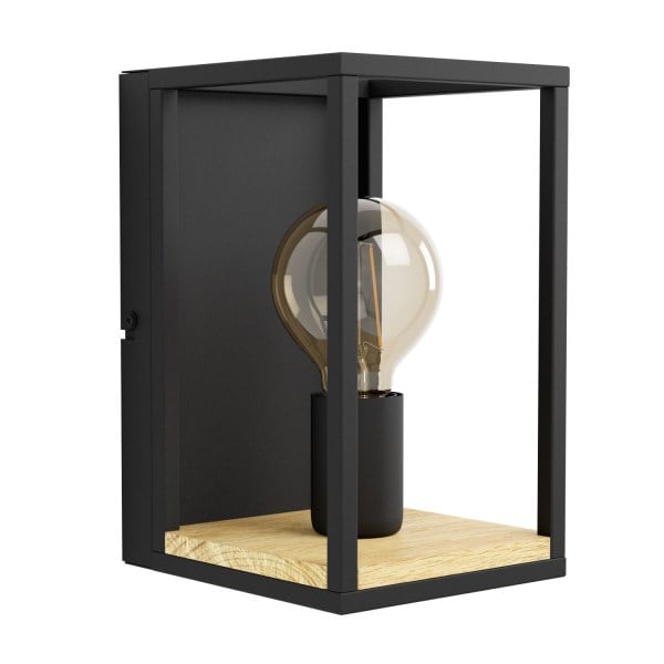 EGLO - WANDLEUCHTE E27 40W 1 FLAMMIG SCHWARZ BRAUN MIT WIPPSCHALTER 'LIBERTAD'