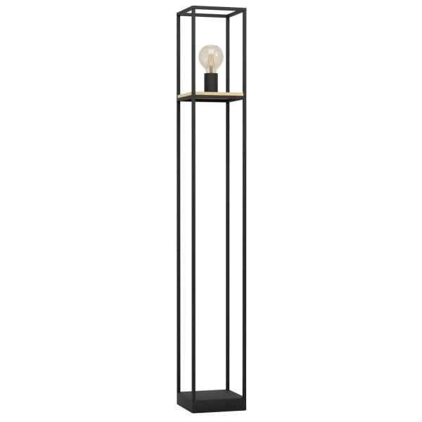 EGLO - STEHLEUCHTE E27 40W 1 FLAMMIG SCHWARZ BRAUN MIT FUSSSCHALTER 'LIBERTAD'