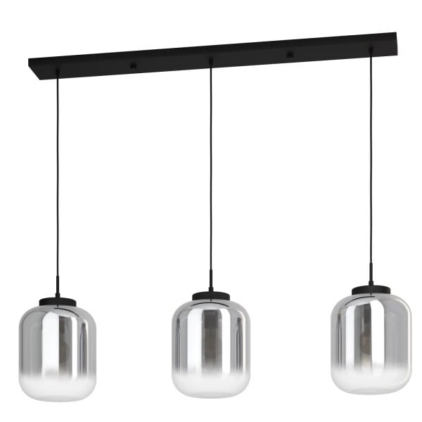 EGLO - Pendelleuchte/3 E27 SCHWARZ/SW-TRANSP.'BULCIAGO'