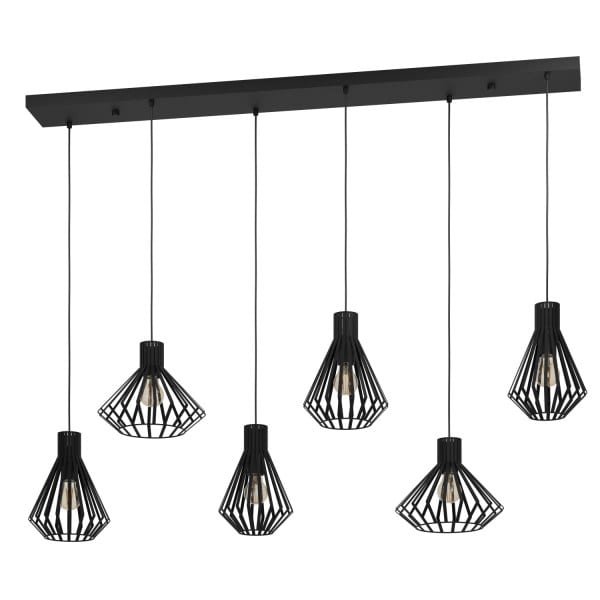 EGLO - Pendelleuchte/6 E27 SCHWARZ 'BASIDANO'