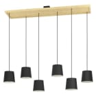 EGLO - Pendelleuchte/6 E27 SCHWARZ-WS/HOLZ 'CAMARIOCA'