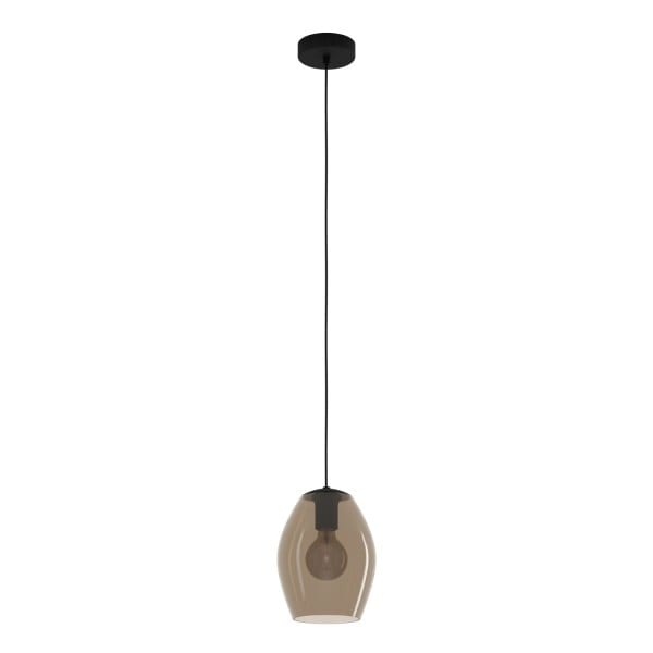EGLO - Pendelleuchte/1 E27 SCHWARZ/BRAUN-TRANSP.'ESTANYS 1