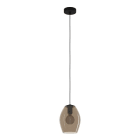 EGLO - Pendelleuchte/1 E27 SCHWARZ/BRAUN-TRANSP.'ESTANYS 1