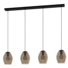 EGLO - Pendelleuchte/4 E27 SCHWARZ/BRAUN-TRANSP.'ESTANYS 1