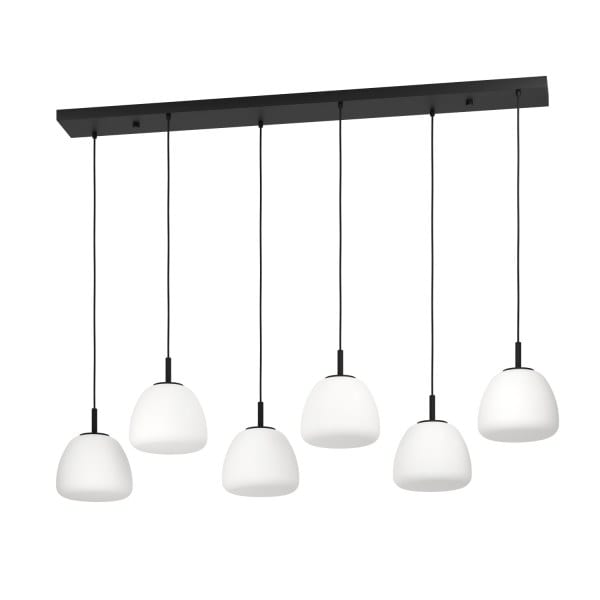 EGLO - Pendelleuchte/6 E27 SCHWARZ/OPAL-MATT 'BALMES'