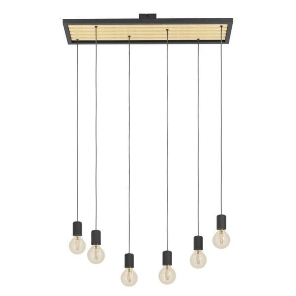 EGLO - HL/6 E27 SCHWARZ/HOLZ 'CONSETT'